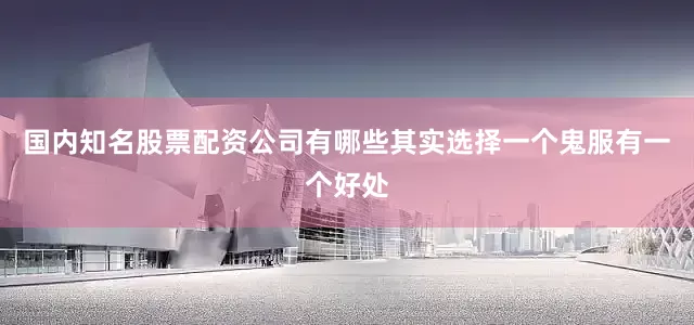 国内知名股票配资公司有哪些其实选择一个鬼服有一个好处